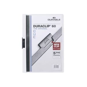 KLEMMAPPE DURACLIP A4 60 ARK HVIT