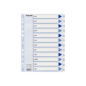 REGISTER ESSELTE A4 PLAST DES-JAN HVIT