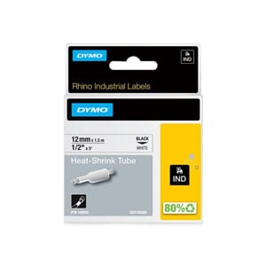 TAPE DYMO RHINO KABELMERK. SORT/HVIT12MM