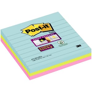 POST-IT SUPER S 101X101MM LINJ MIAMI (3) 675-3ASS-COS