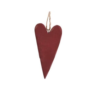 HJERTE TRE RØD M/SNOR 4,5 X 9CM