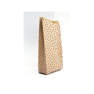 PAPIRPOSE 11X21X5CM KRAFT M/HJERTER (25)