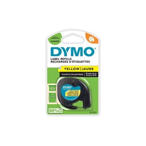 MERKETAPE DYMO LETRATAG 12MM PLAST SORT/GUL