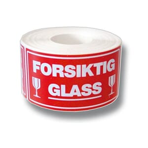 ETIKETT FORSIKTIG GLASS 500STK