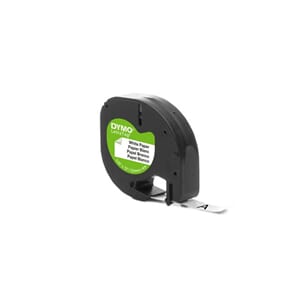 MERKETAPE DYMO LETRATAG 12MM PAPIR SORT/HVIT