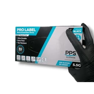 ENGANGSHANSKE  PPS STR L SVART PRO LABEL (100)