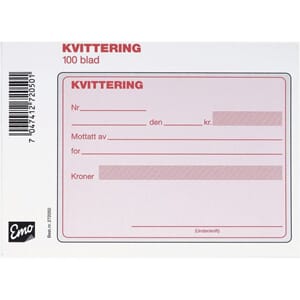 KVITTERING  A6 SELVKOP. 2X50SETT