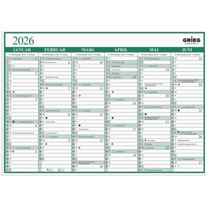 PLATEKALENDER GRIEG A4 2026 ENKEL