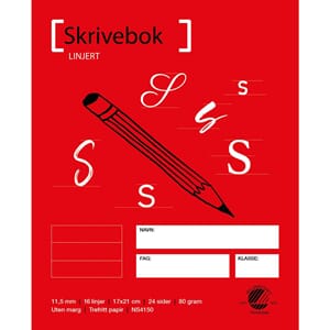 SKRIVEBOK BANTEX 17X21 80G 24BL 11,5MM LIN