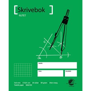 SKRIVEBOK 17X21 80G 24BL 5X5 RUTET