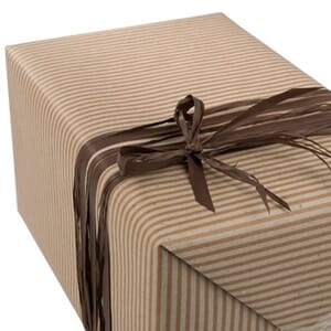 GAVEPAPIR RIBBET BRUN STRIPER 57CMX200M DISKRULL