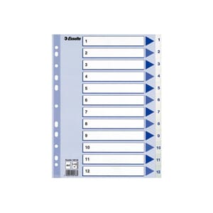 REGISTER ESSELTE A4 PLAST 1-12 BLÅ/HVIT
