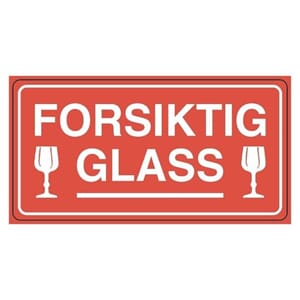 ETIKETT FORSIKTIG GLASS 116X60MM (10)