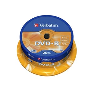 DVD-R VERBATIM 4.7GB 16X SPINDLE (25)