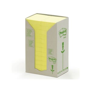 NOTATBLOKK POST-IT 38X50 RESIRK GUL (24)