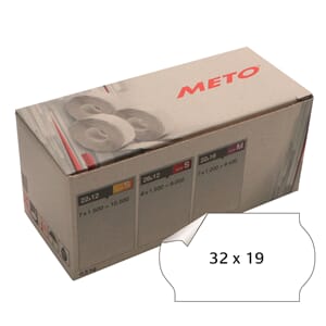 PRISETIKETT METO HVIT 32X19 L1 (5)  AVTAGBAR