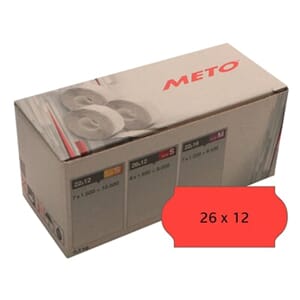 PRISETIKETT METO RØD 26X12MM  LIM 1 (6) AVTAGBAR