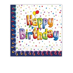 SERVIETTER HAPPY BIRTHDAY 33CM (20)