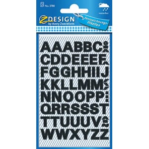 AVERY BOKSTAVETIKETTER VANNFAST A-Z SORT 9,5MM (130)