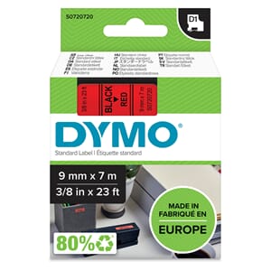 DYMO TEIP D1 9MMX7M SORT/RØD 40917