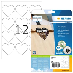 ETIKETT HERMA HJERTER 60MM A4 (120)
