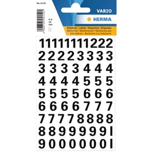 NUMMERETIKETTER VARIO 0-9 10MM SORT HERMA