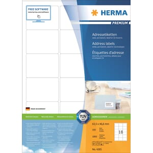 ETIKETT HERMA ADR A4 63,5X46,6MM (1800)