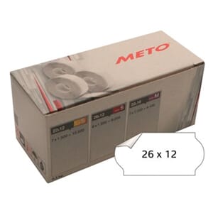 PRISETIKETT METO HVIT 26X12  LIM1 (6) AVTAGBAR