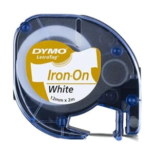 MERKETAPE DYMO LETRATAG 12MM TEKSTIL HVIT