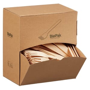 GAFFEL VOKSET TRE 16CM BIOPAK I BORDDISPENSER(300)