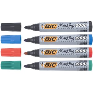 MERKEPENN BIC MARKING 2000 ASS (4) SORT/GRØNN/RØD/BLÅ