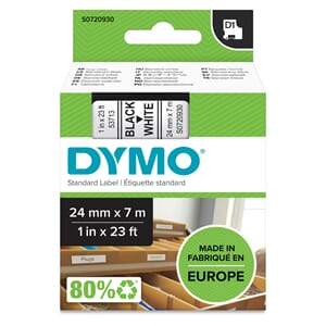 MERKETAPE DYMO D1 24MM SORT/HVIT