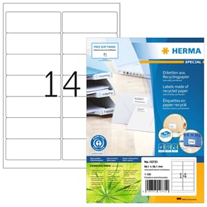 ETIKETTER 99,1X38,1 HVIT HERMA RESIRKULERT (80) ARK
